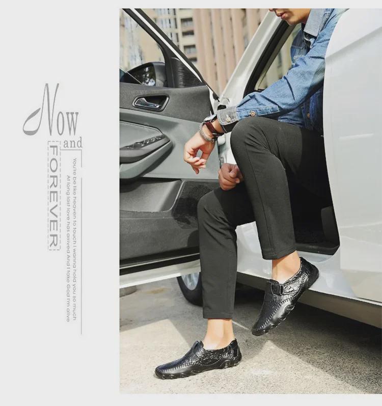 Men's Casual Leather Slip-On Driving Shoes - Breathable, Soft-Soled, All-Match Style, Large Size (Model 8899)