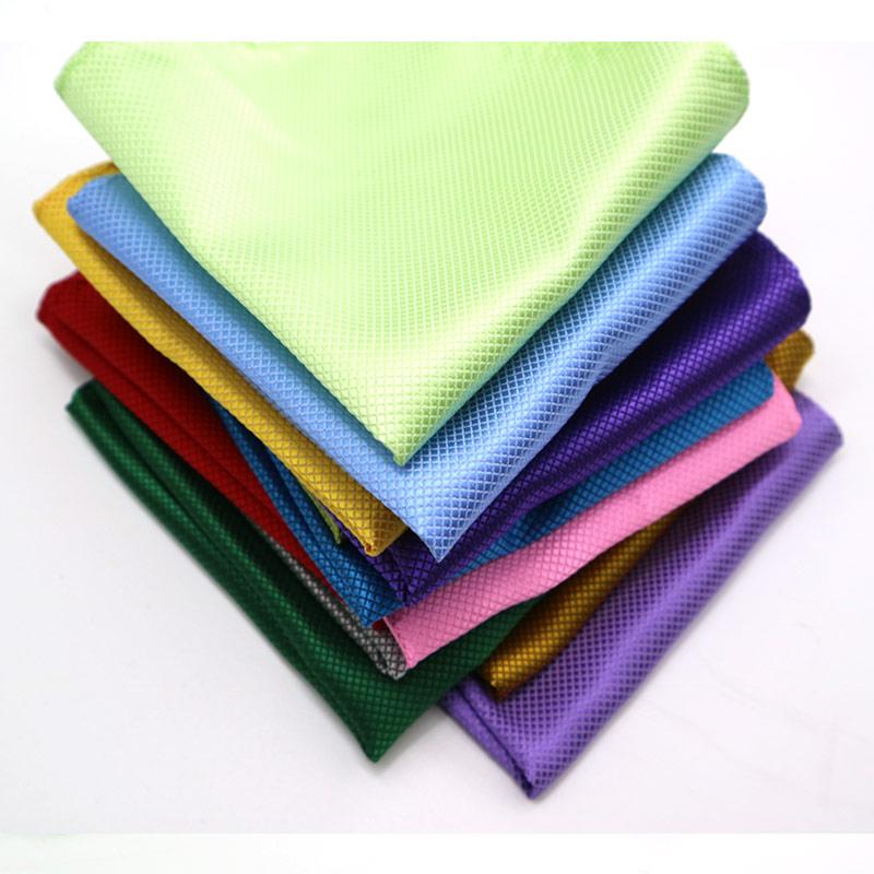 Luxury Men's Handkerchief Plaid Solid Color Hankies Polyester Hanky Business Pocket Square Chest Towel 21*21CM