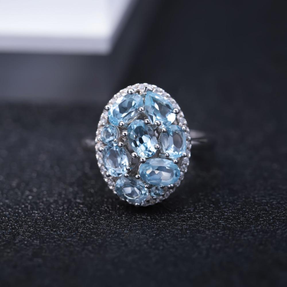 Satın alın Gb Genuine 925 Sterling Silver Ring 3 .8ct Natural Sky Blue ...