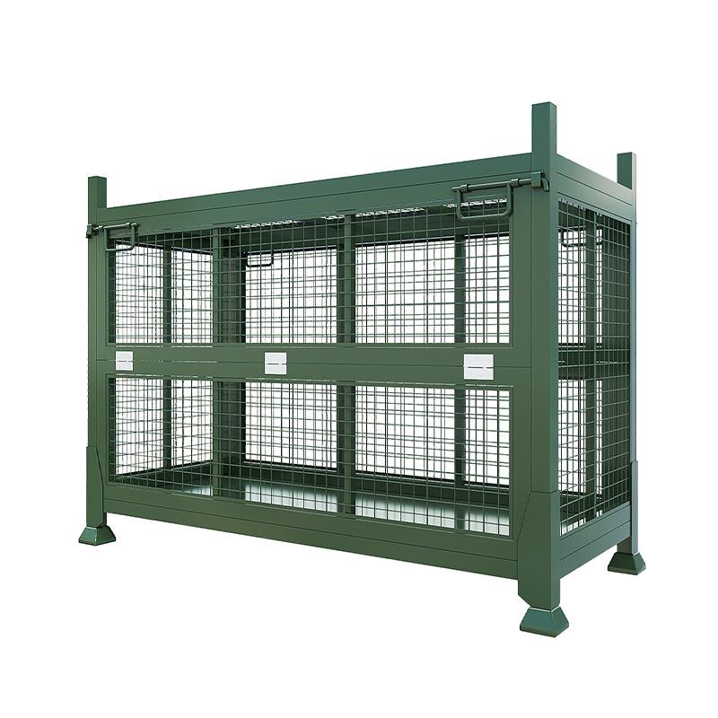 Heavy-Duty Collapsible Storage Cage: Stackable Metal Warehouse Bin and Logistics Frame Crate