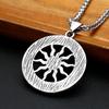 Vintage słońce bóg Apollo naszyjnik moda okrągły Nordic ze stali nierdzewnej Viking Rune naszyjnik mężczyźni biżuteria Amulet prezent
