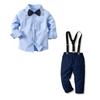 Boy's 4-Piece Formal Set: Tie, Shirt, Suspenders, Long Pants, Cotton Gentleman Outfit