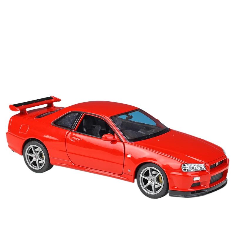 Welly 1/24 Nissan Skyline GTR R34 Alloy Sports Car Model Simulation Diecast Metal Toy Racing Car Model Collection Childrens Gift