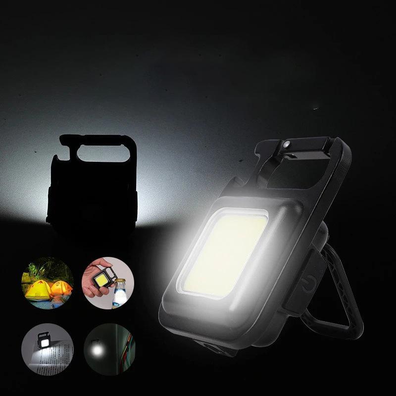 Portable Led Mini Pocket COB Light Type-c Charging Keychain Light Multi-function Torch Magnet Bottle Opener Light LED