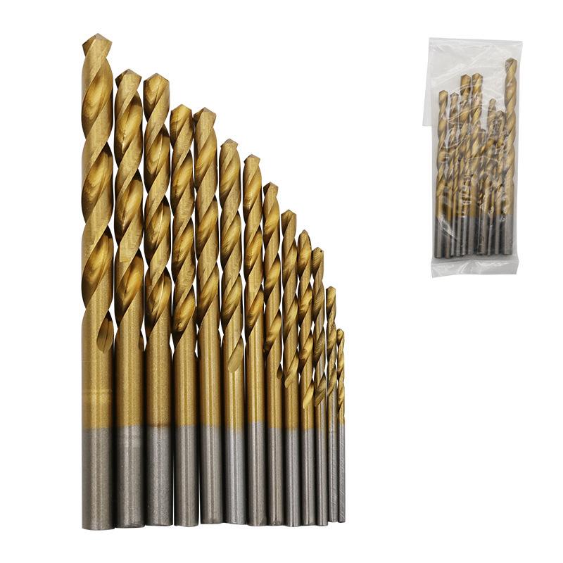 13-Piece Titanium-Coated HSS Straight Shank Twist Drill Bit Set, 1.5-6.5mm for Wood and Plastic Drilling