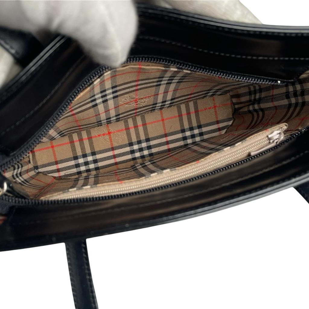 BURBERRY Nova Check Handbag black Women used