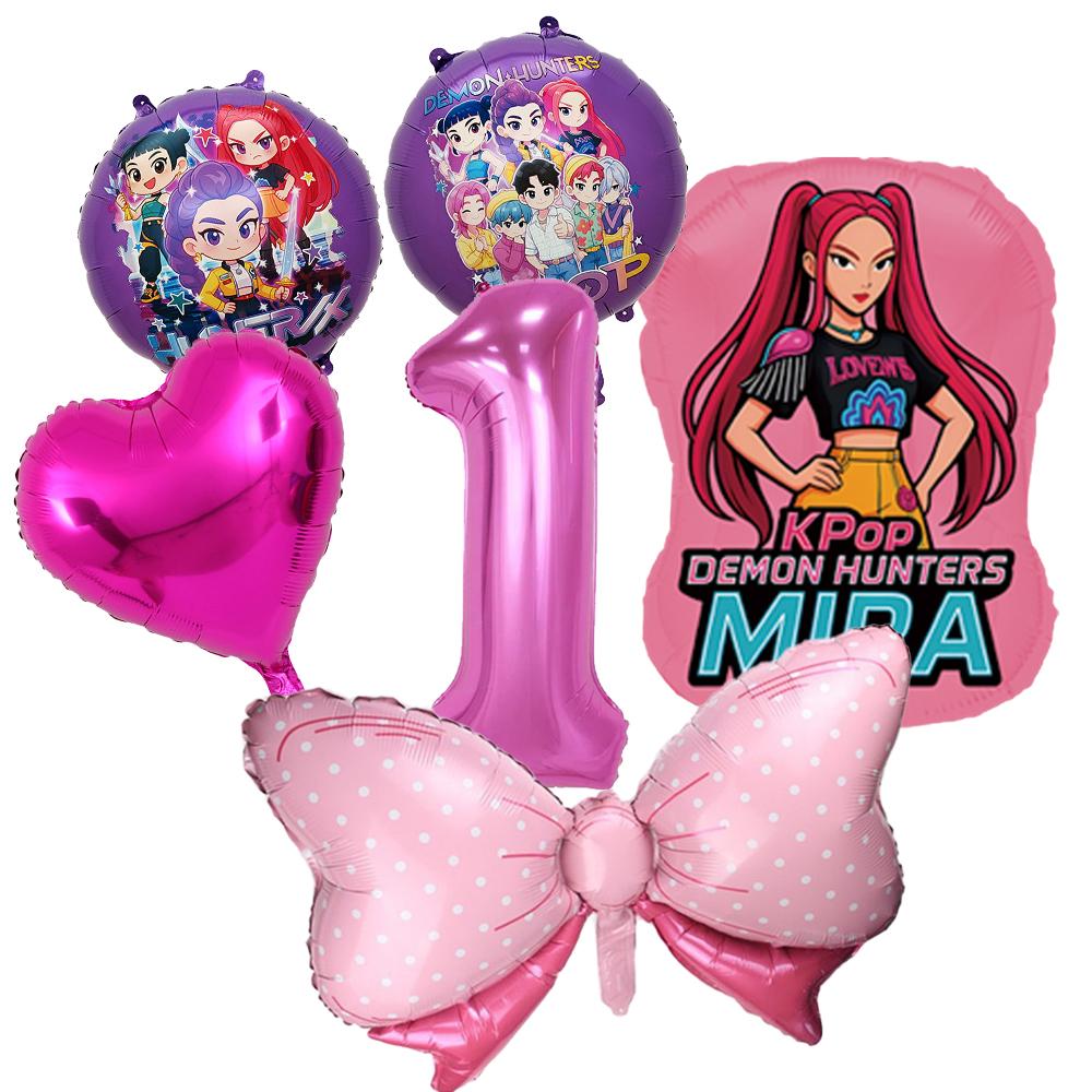 K-pop Demon Hunters Balloons Birthday Party Decoration Number 1-10 Baloon Set Kids Girls Korean Group Globals MIRA RUMI ZOEY Round Sensory Compression