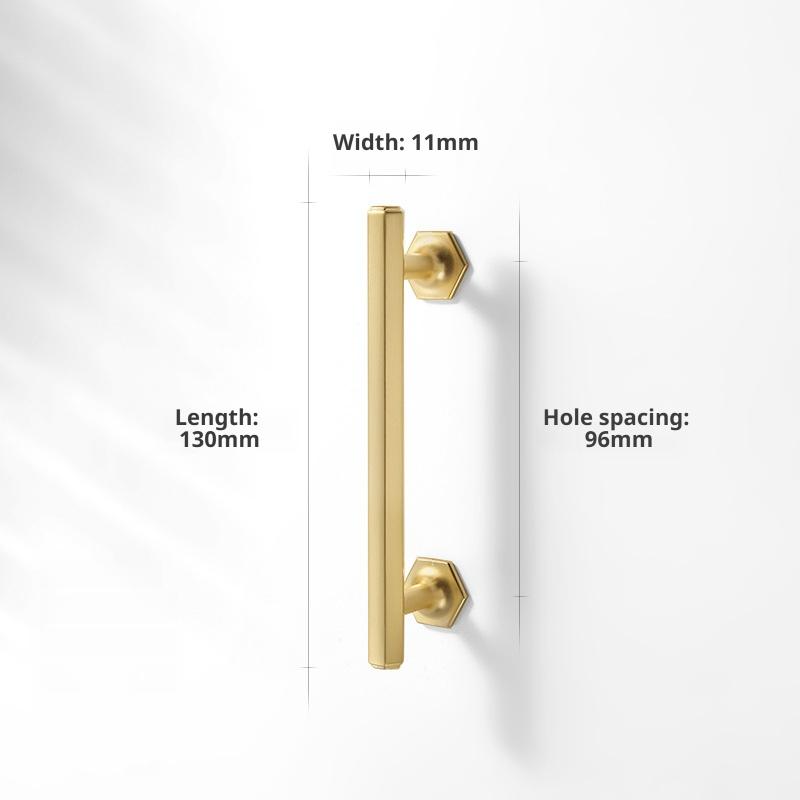 Modern Minimalist Kitchen Cupboard Handles Solid Zinc Alloy Vintage Wardrobe Door Pulls Brushed Brass Finish Furniture Hardware