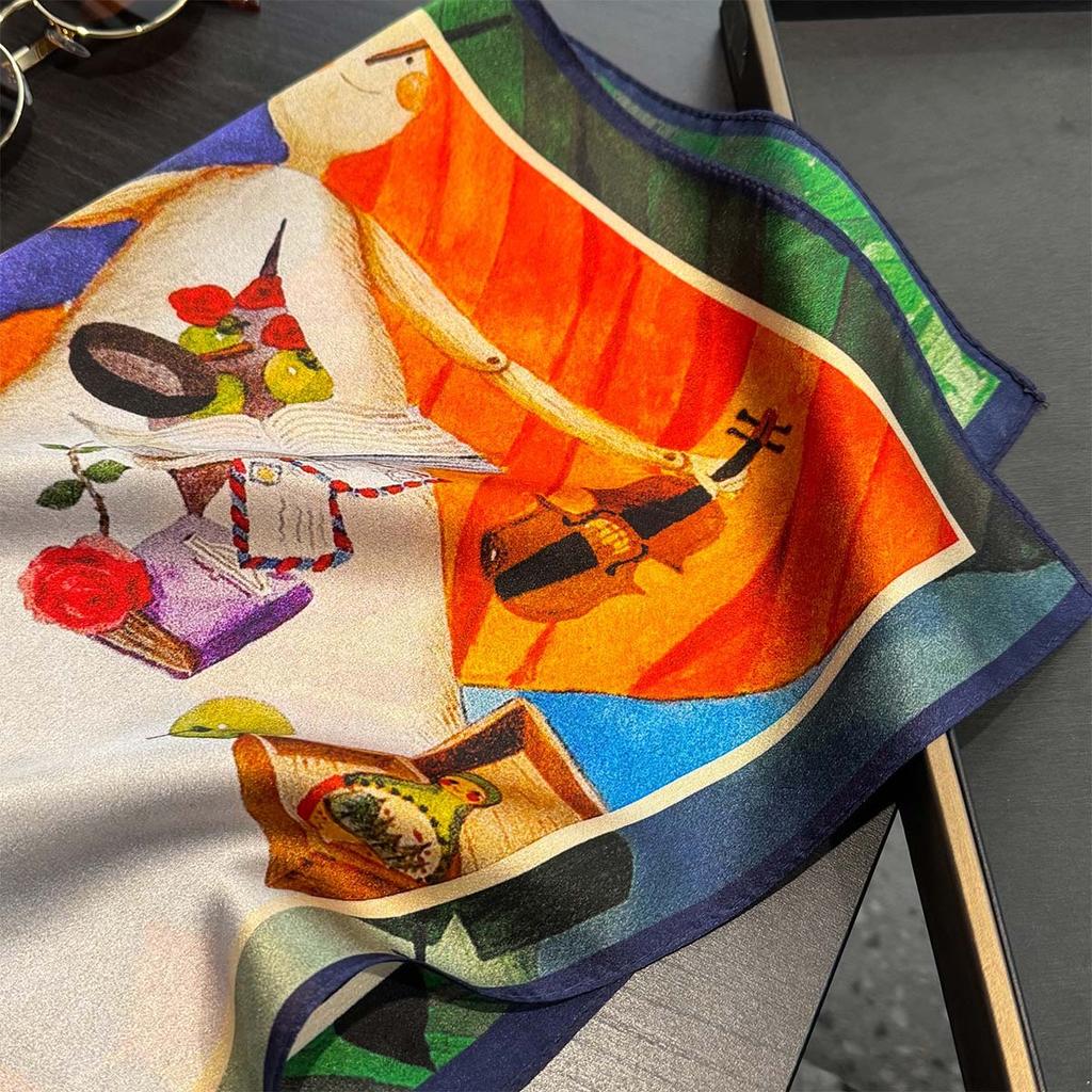 Brand 100% Pure Silk Scarf Women Neck Hair Foulard Square Headband Scarves Bandana Fashion Hijab Print Scarves Pashmina luxury