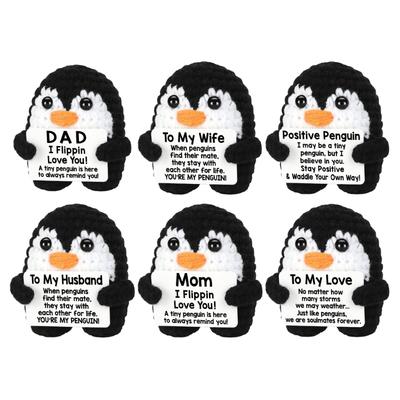 Pingüinos de Punto Portátiles Adorno Automotriz Característica Tarjeta Sincera Proporcionando Confort Y Amor Como Decoración Interior de Vehículo