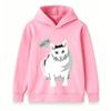 Kids Boys Girls Pullover Hoodie, Cute White Cat Print With MEOW Letter Pattern Casual Warm Hooded Sweatshirt For Daily Wear Street Style For Cat Lover