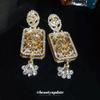 Medieval Vintage Full Diamond Square Stud Earrings Exquisite Heavy Industry Court Style Temperament Earrings Light Luxury High-end Earrings