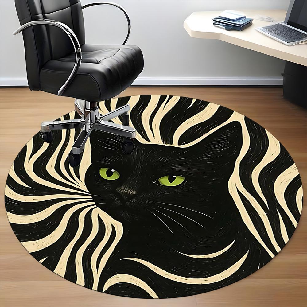 1ks Zebra Kočka Kancelářský Kulatý Koberec, Podložka Vhodná Do Kanceláře, Pod Kancelářské Židle Ložnice Obývací Pokoj Domácí Dekorace, Dekorace Místnosti