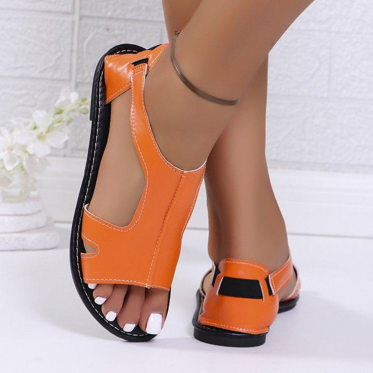 Flat Sandals for Women In Summer, New European and American Round Toe Open Toe Side Empty Bag, Heel Worn Oversized Sandals