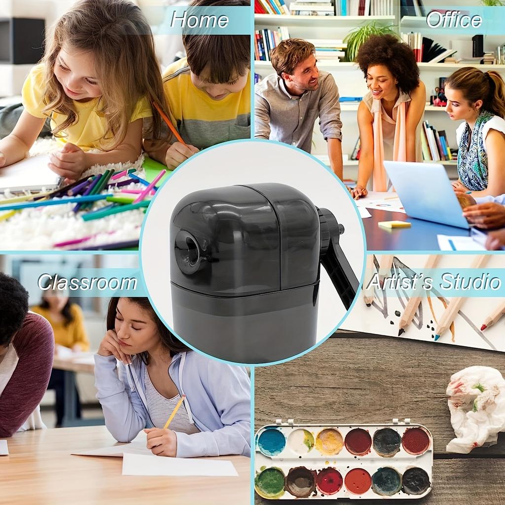 Heavy Duty Blade Manual Pencil Sharpener Auto-Stop Function Handheld Fast Sharpener for Kids #2 HB Pencils Hand Cranked Safe Design