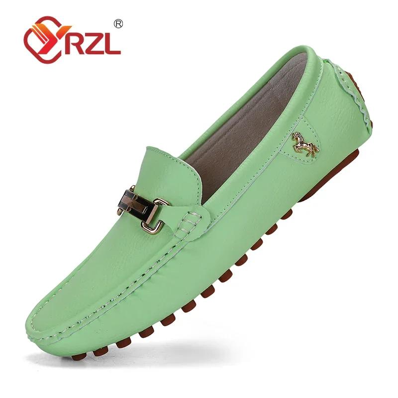 YRZL Loafers Men Handmade Leather Loafer Casual Driving Flats Slip-on Shoes Luxury Comfy Moccasins Size 48 Loafers Shoes for Men