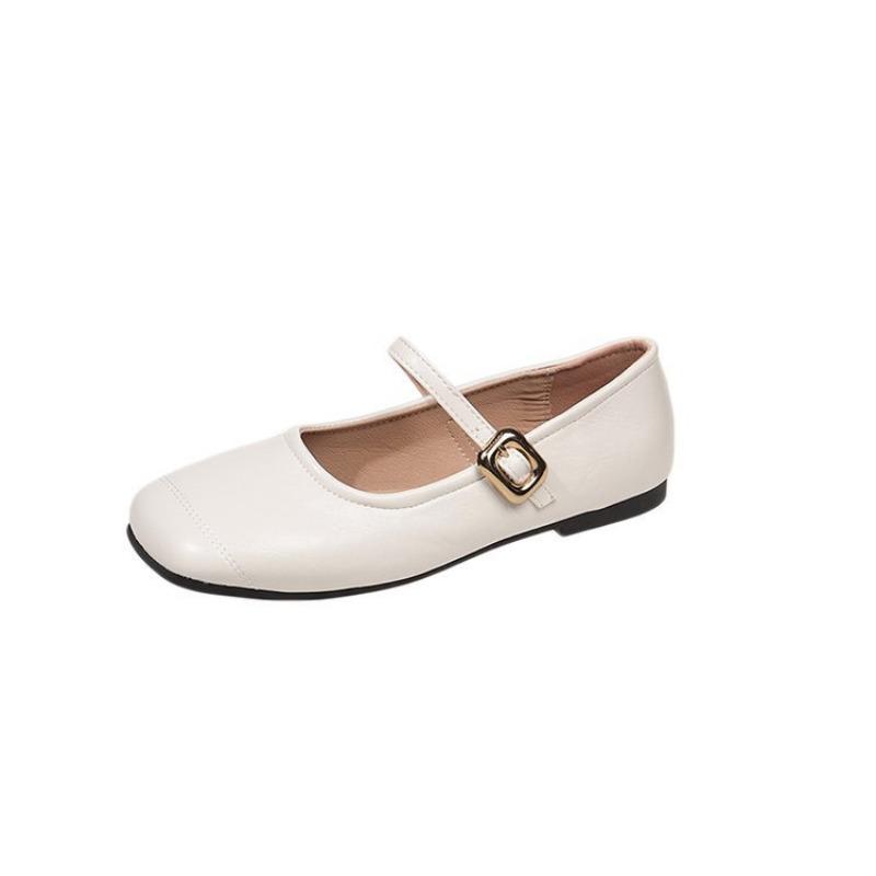 Retro square head shallow mouth Mary Jane shoes women's autumn one-word buckle single shoes student flat women's shoes