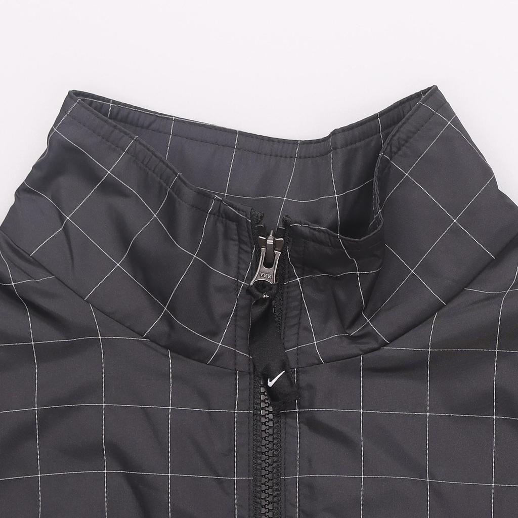 Nike Zip-Up Plaid Jacket Men Outerwear Black CV0556-010