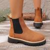Ladies' Short Boots With Round Toe And Color-Blocked Design, Warm Lining, Suitable For Winter Outings. Warm Boots 36-42