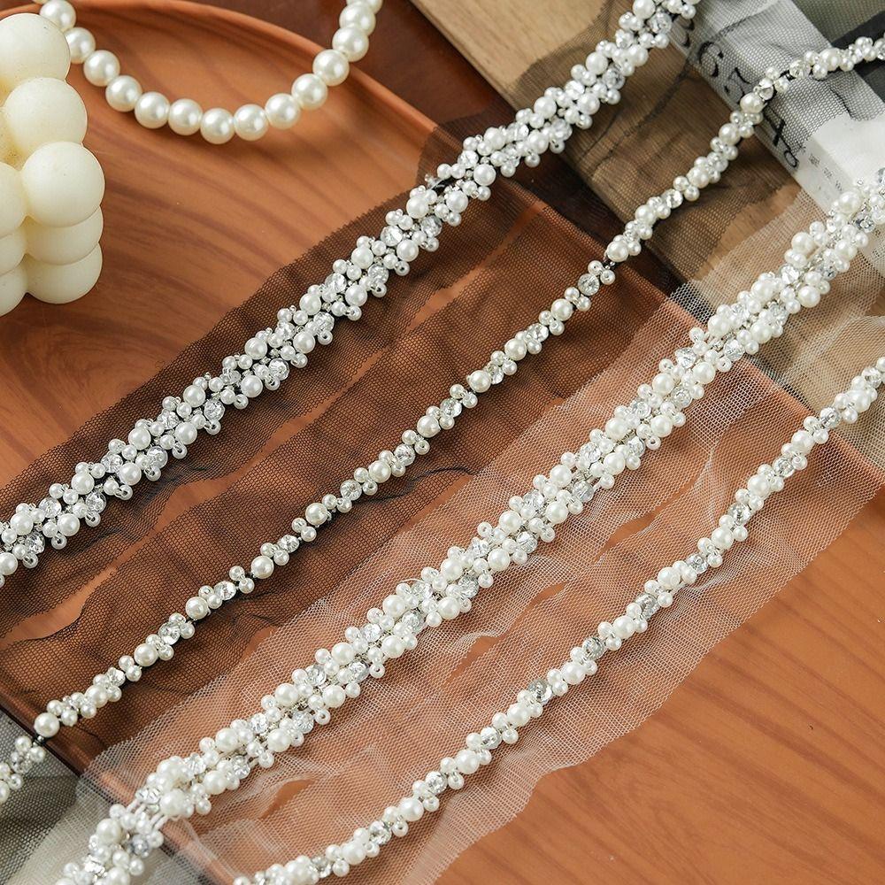 Decoration Applique Pearl Beaded Pearl Beaded Trim Rhinestone Width 3.5/4cm Rhinestone Tape Lace Trim DIY Sewing
