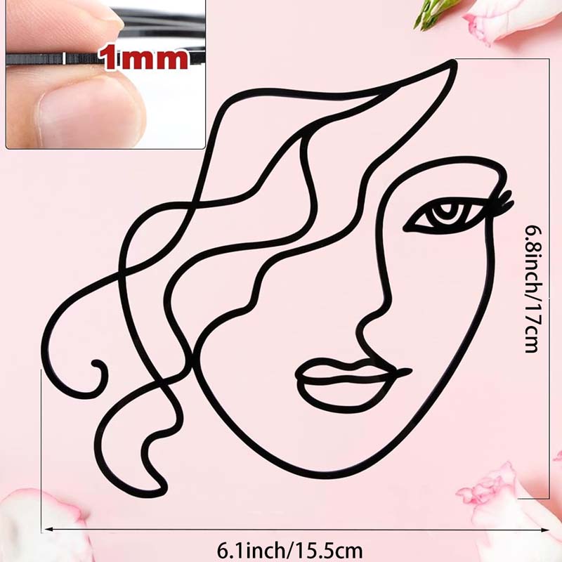 INS Abstract Minimalist Lines Cake Toppers Black Acrylic Lady Face Birthday Cake Topper for Kids Birthday Party Cake