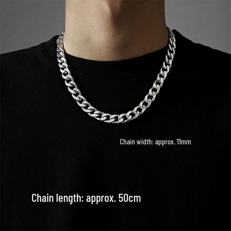 Europeisk og amerikansk hiphop chunky cubansk kjedehalskjede - Trendy street-stil for menn og kvinner, high-end bredt kragebens-tilbehør