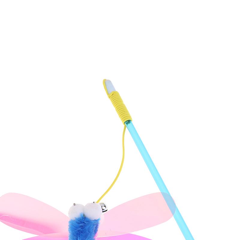 Cat Teaser Stick Sequins Big Eyes Dragonfly Cat Toy Interactive Teaser Stick