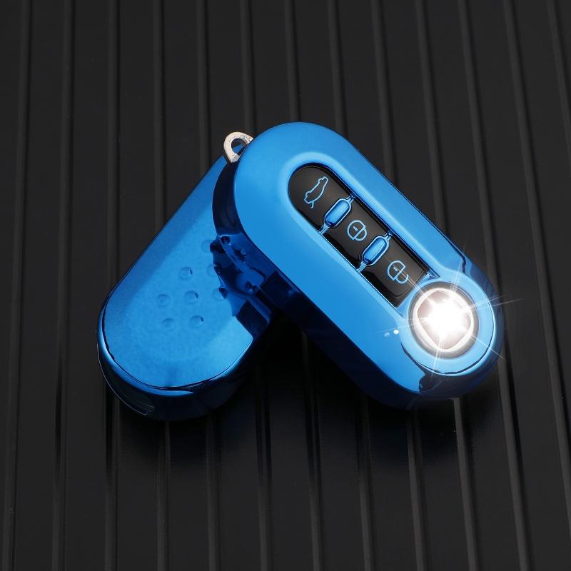 3 Knappar TPU Car Flip Key Case Cover för Fiat Ducato 500 500L Panda Grande Punto Lancia Musa Auto Shell Fob Tillbehör