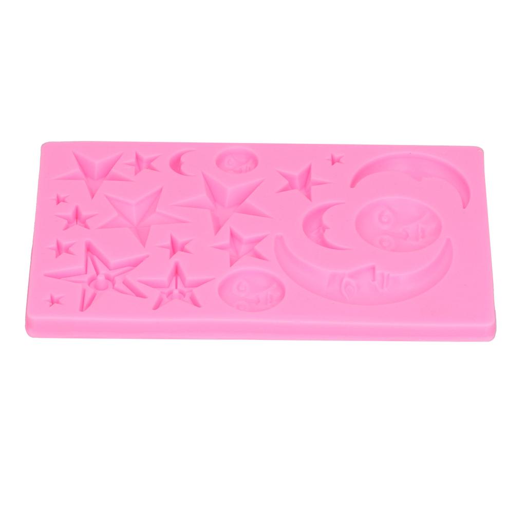 Star Moon Face Shape Mold Silicone Mold DIY Chocolate Cake Mould Baking Tool for Home BakeryPink