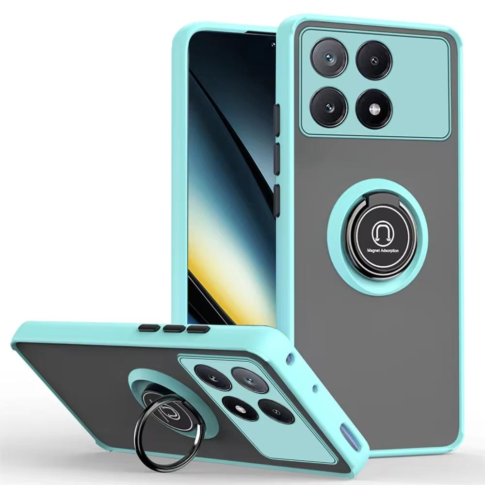 

Матовый магнитный чехол-держатель для кольца для Xiaomi Poco F6 X6 X5 Pro X4 GT X3 NFC противоударный чехол для Poco M5S M4 M3 Pro F4 GT F3 чехол For POCO X5 Pro 5G небесно-голубой