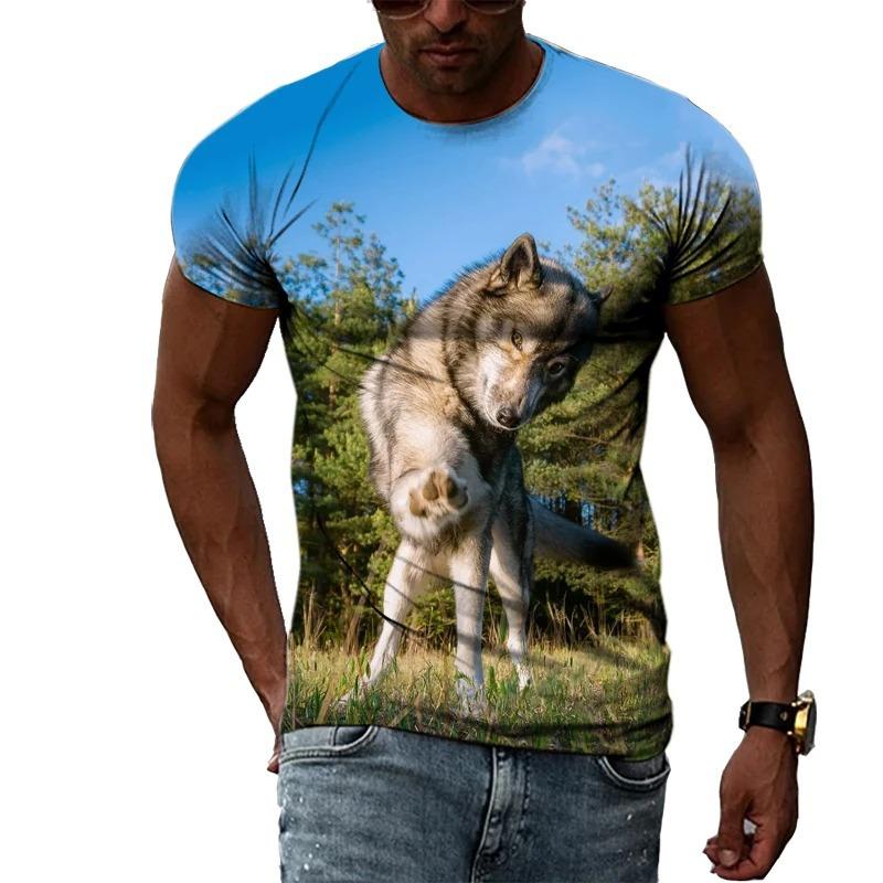 3D Casual Wolf Print T Shirt Men Women Summer Animal Tee Man O Neck Short Sleeve Loose Tops Breathable Couples T Shirts