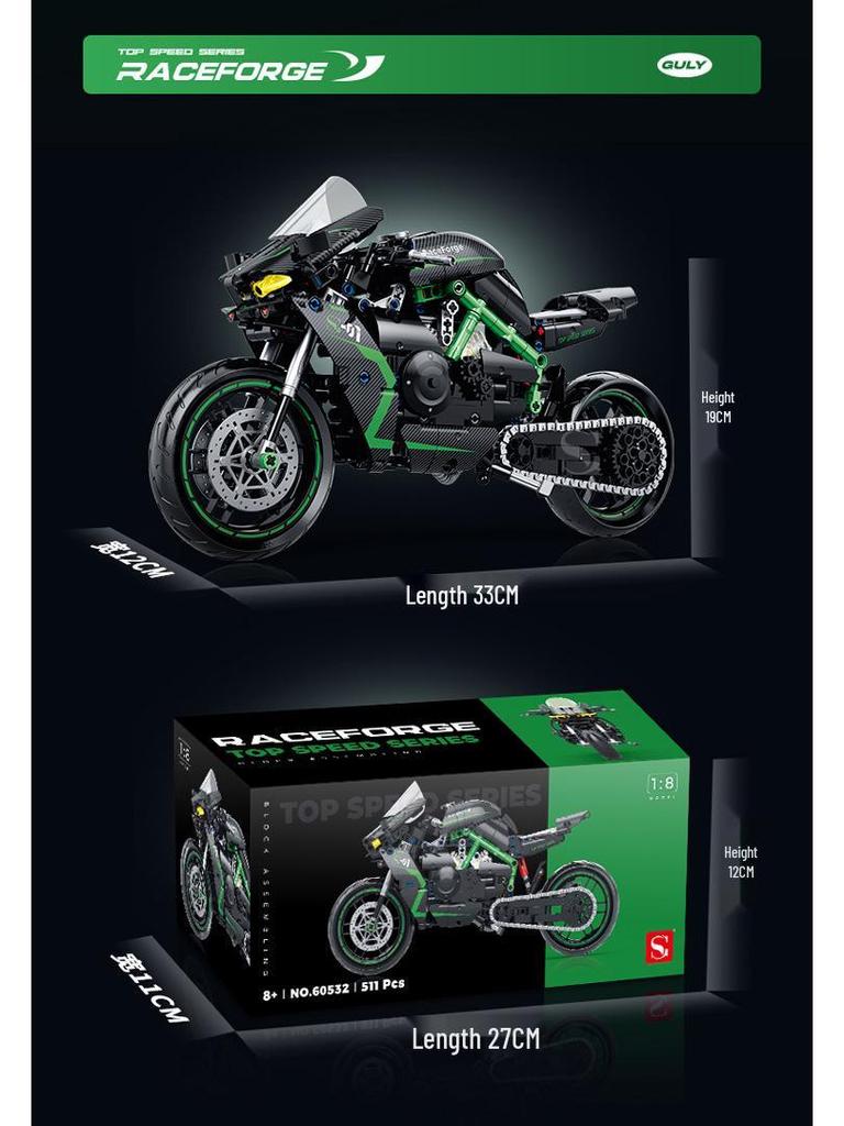 Double High 60501-35 Kawasaki Thunder Duke Motorcycle Building Blocks – Night Road Model Toy with Free Shipping