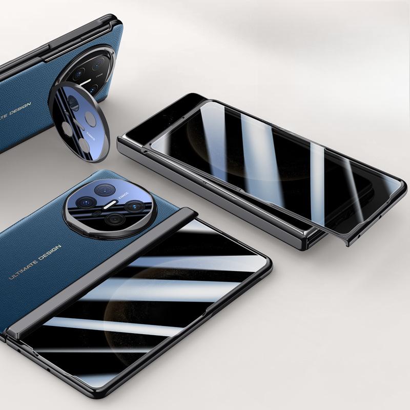 Huawei Matex6 Phone Case Film Integrated Electroplated Folding Spring Hinge Anti-drop Bracket X6 Men's Plain Leather Case