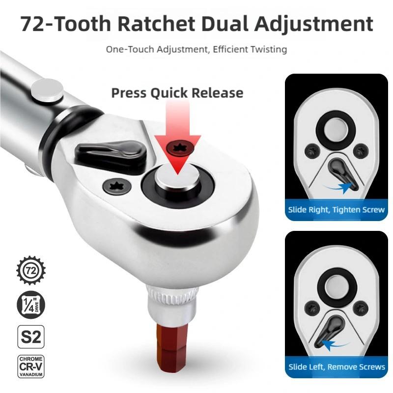 Ratchet Small Precision Repair Kit 32PC Torque Wrench 1/4" 2-24N.m Torque Wrench Bicycle Pre-Set Adjustable Torque