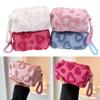 Plush Makeup Bags With Handle Soft Travel Cosmetic Storage Bag Portable Love Print Organizer Pencil Case Cute Clutch Pouch