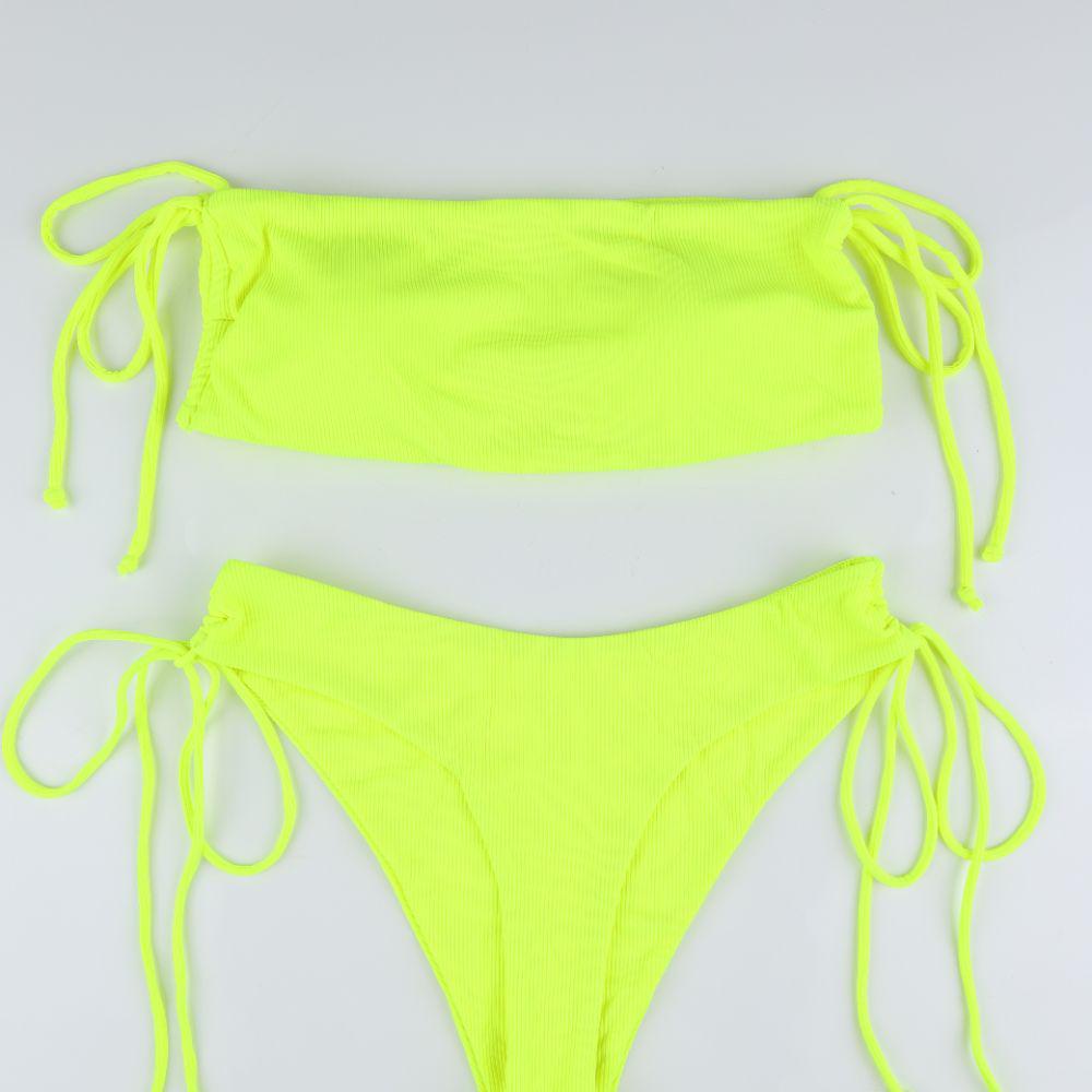 European & American Sexy Bandeau Split Swimsuit - Women's Drawstring Bikini Fashion