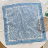 New fresh and breathable female soft literary and decorative small silk scarf Japanese retro versatile cashew nut flower cotton and linen small square