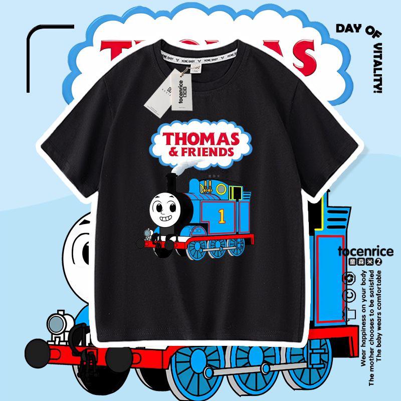 Boys Pure Cotton Lightweight TShirt Thomas Train Childrens Clothing Summer Wear ShortSleeved Shirt for Kids 100