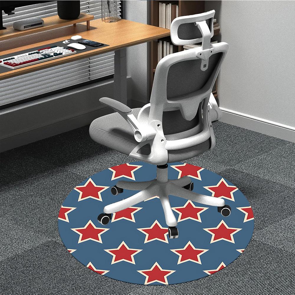 1pc Stars Circle Office Round Area Rug, Under Office Chairs Bedroom Living Room Home Decor, Room Deco