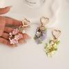 Fashionable And Creative Flower Filled Heart-Shaped Keychains, Bag Decorations, Luggage Hanging Keychains