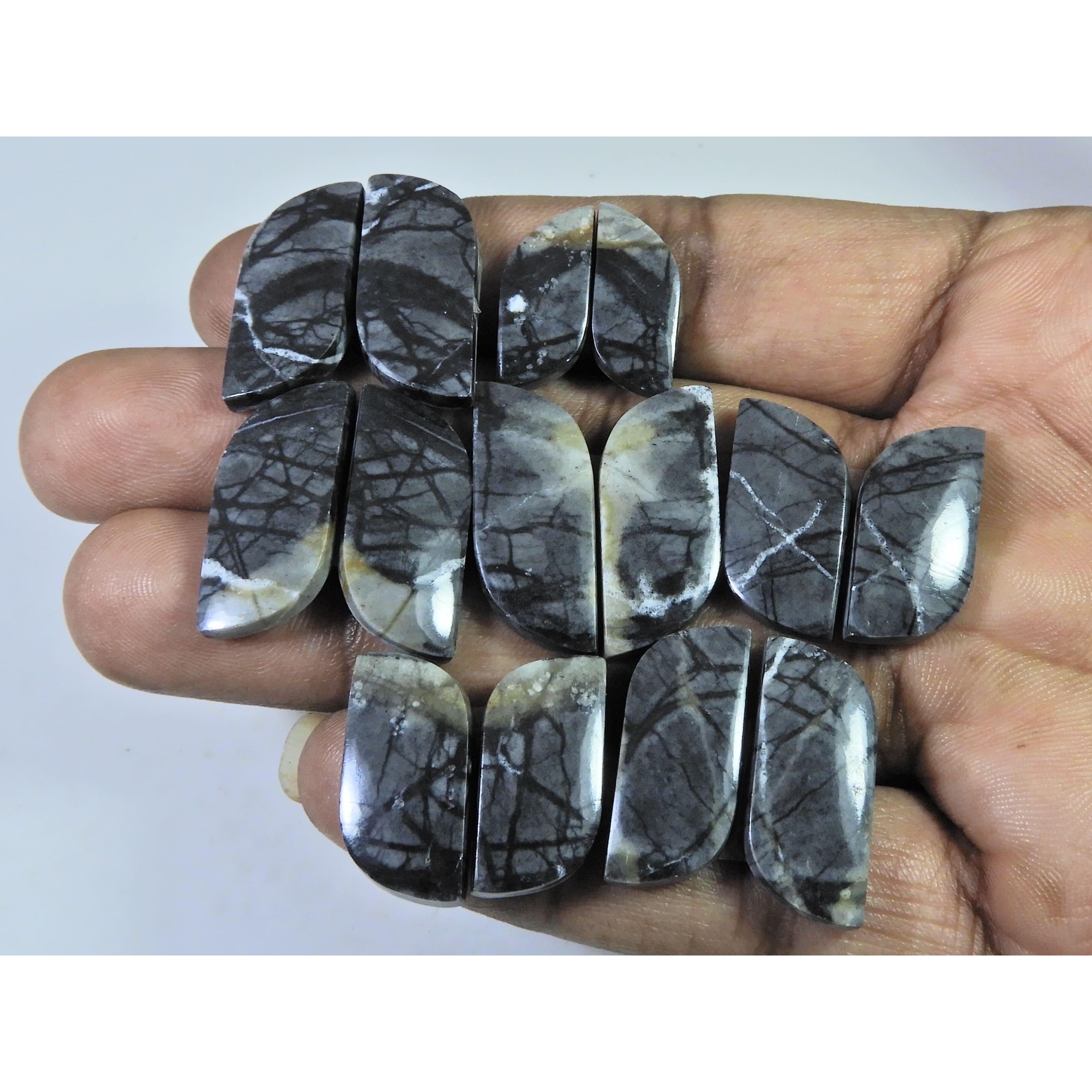 

18-26ММНатуральная Яшма Пикассо Парный Набор Фантазийный Кабошон Драгоценный Камень Лот из 7 Пар C-789