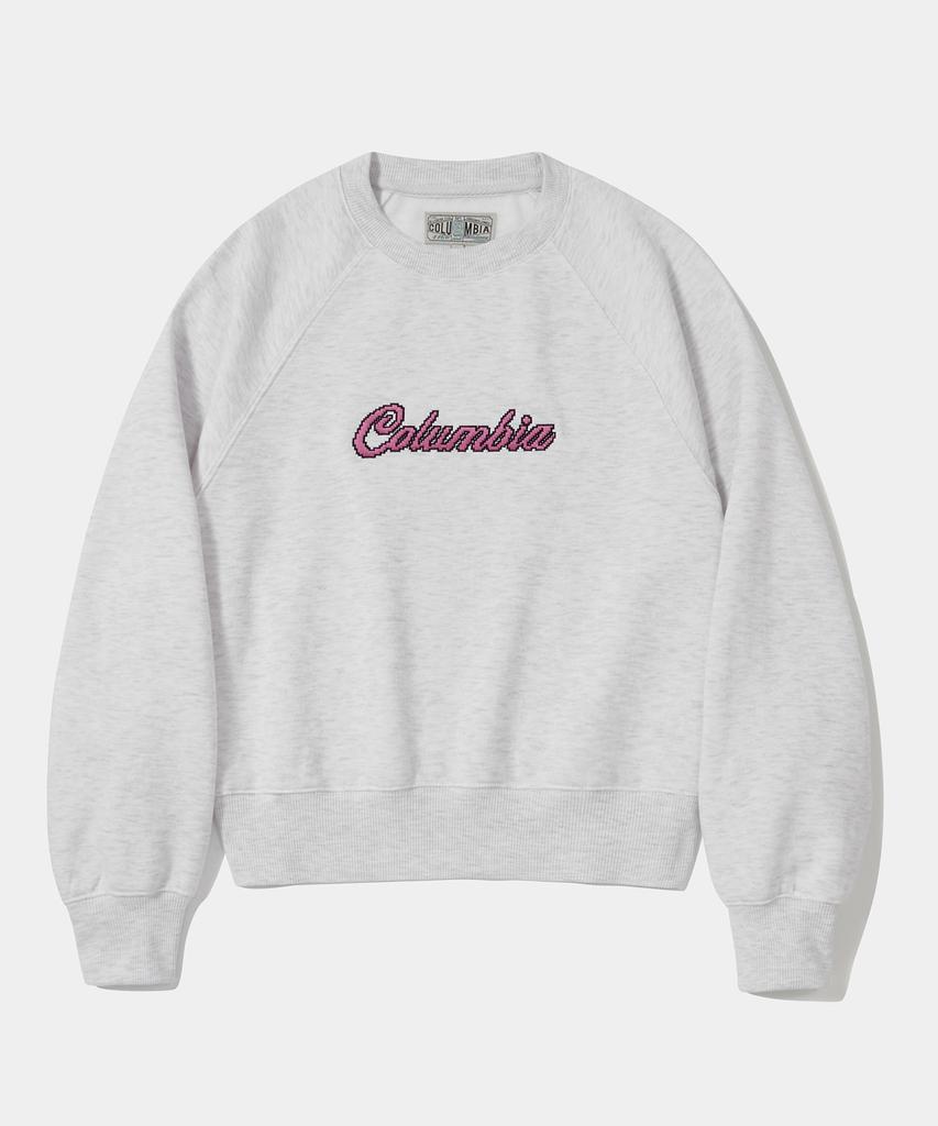 COLUMBIA UNIVERSITY 8Bit Crop Fleece Women Crew Neck _Light Gray