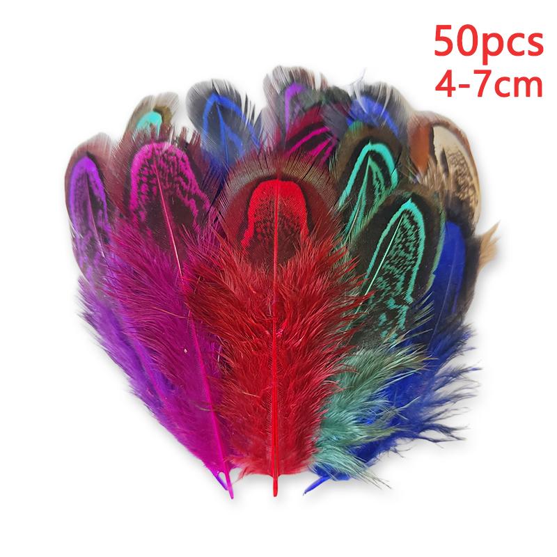 

4-7cm Ringneck Pheasant Feathers For Hats Mix Lot Crafts Small Plumas Bulk Colored Decoration Chicken Flower Dreamcatcher 50pcs 4-7cm