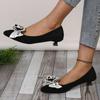 2025 Women Pumps Med Heel Square Point Toe Camellia Flower Pumps Office Lady  Shoes Soft Soles Slip on Single Shoes
