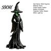 Resin Magic Figurine Halloween Witch Statue, LED Light Up Gothic Figurine, Haunted House Prop Dark Fantasy Mysterious Sculpture for Desktop Bookshelf