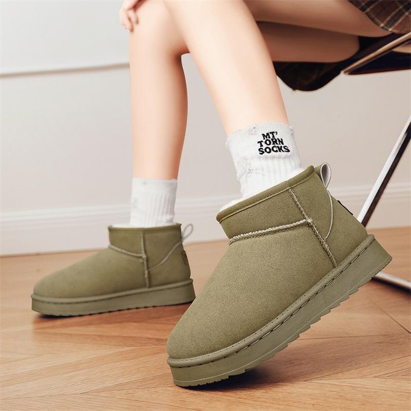 Snow Boots Women Lace Up Warm Ankle Boots Ladies Winter Fur Shoes Platform Casual Comfortable Short Boots