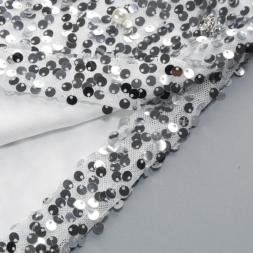 Europäisch-amerikanisches Pailletten-V-Ausschnitt Party-Minikleid - Sexy, Slim Fit, Kurze Länge, Eleganter Stil