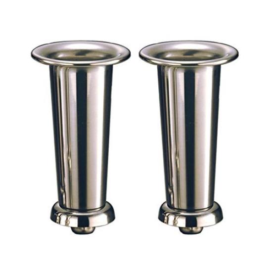 

ISHIKEN Grave Vase, Premium Stainless Steel, Screw-in Base, S-Type (Large), Set of 2 [One-Piece Set (Large)]