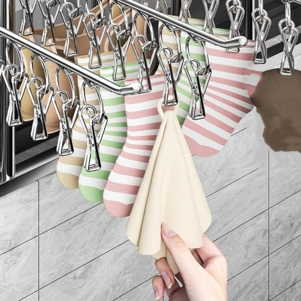 Stainless Steel Socks Drying Rack 8/10 Clips Drying Clips Durable Laundry Hanger  Closet Organizer