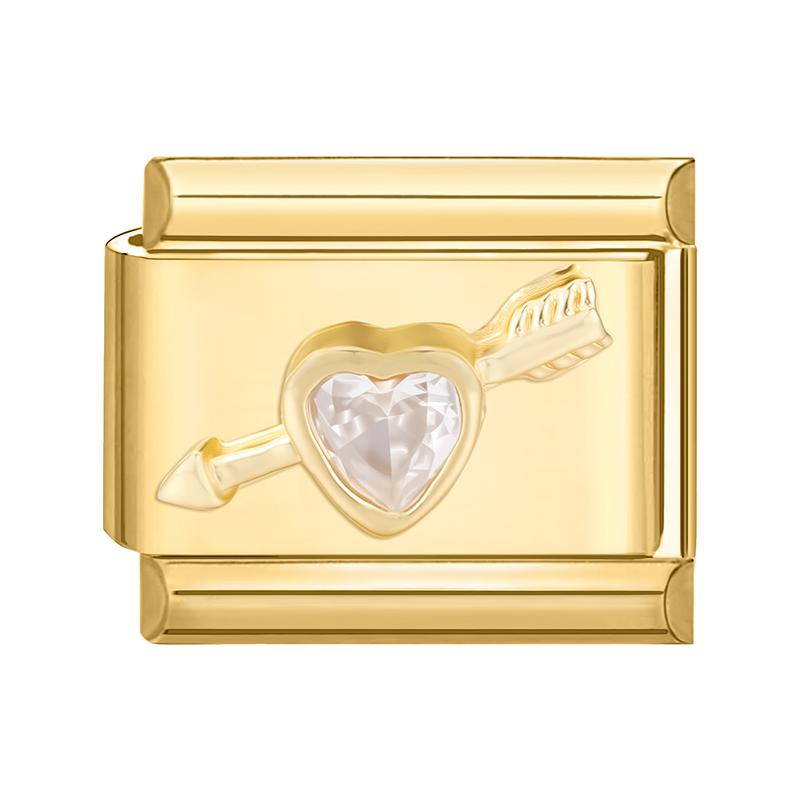 Gold Color Zircon Butterfly Moon Star Heart Italian Charm Link Fit 9mm Stainless Steel Bracelet Women Men DIY Making Gifts